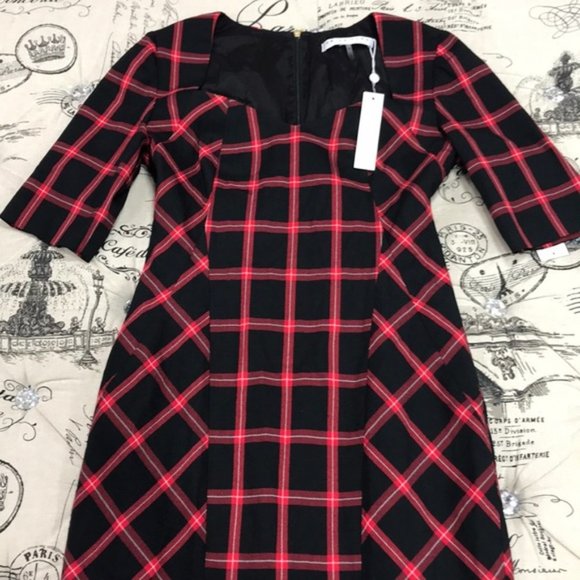 Trina Turk Black and Red Plaid Midi Dress - Picture 5 of 8